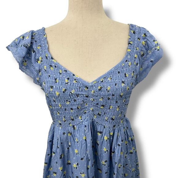 NEW Self Esteem smocked blue floral dress size XL flutter sleeve a-line sundress - Picture 4 of 13